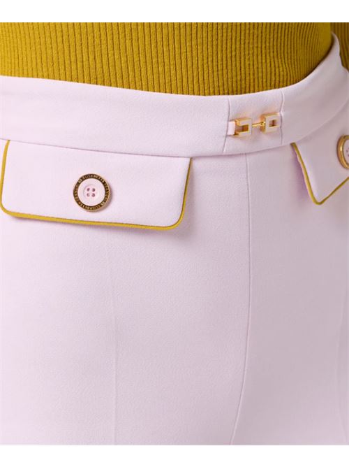 TROUSERS WITH CONTRASTING PROFILES ELISABETTA FRANCHI | PAT7151E2DK3 quarzo/curry